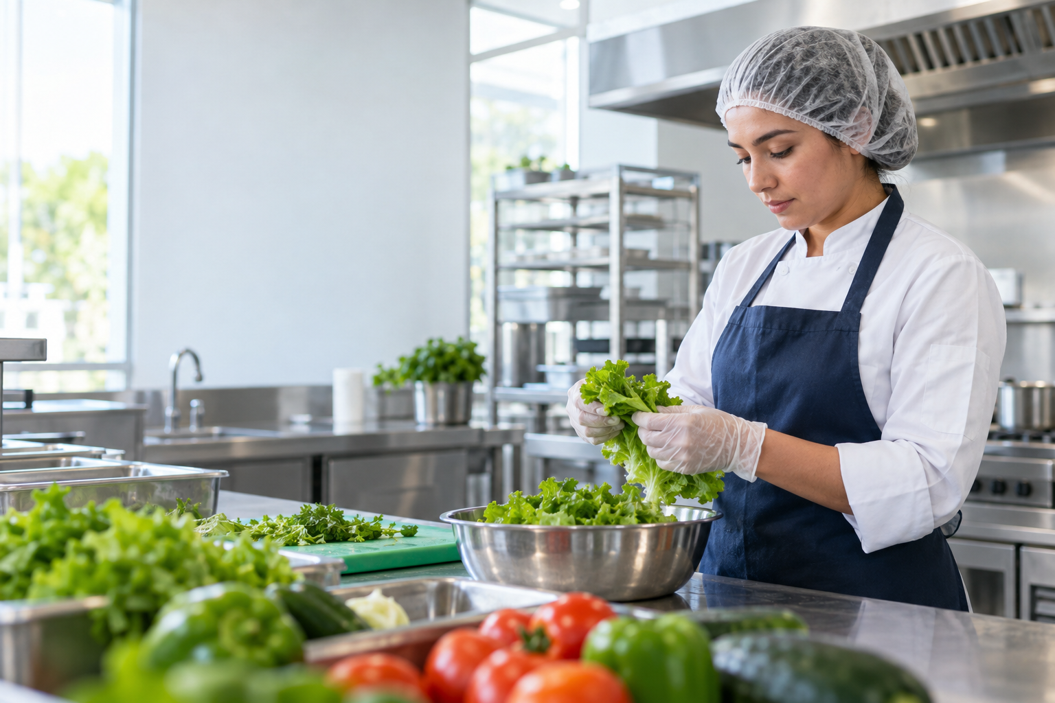 Profesional aplicando buenas prácticas de higiene alimentaria